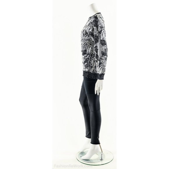 Gray Metallic Sweater,Abstract Graphic Sweater, - Picture 5 of 7